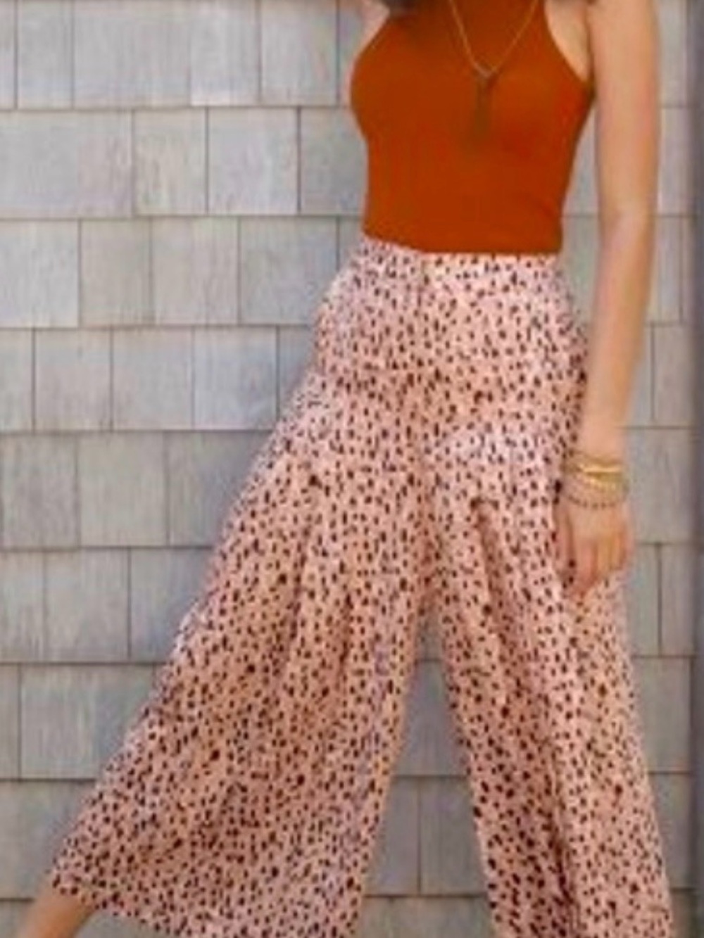Anthropologie Orange and Black Polka Dot Cropped Pants